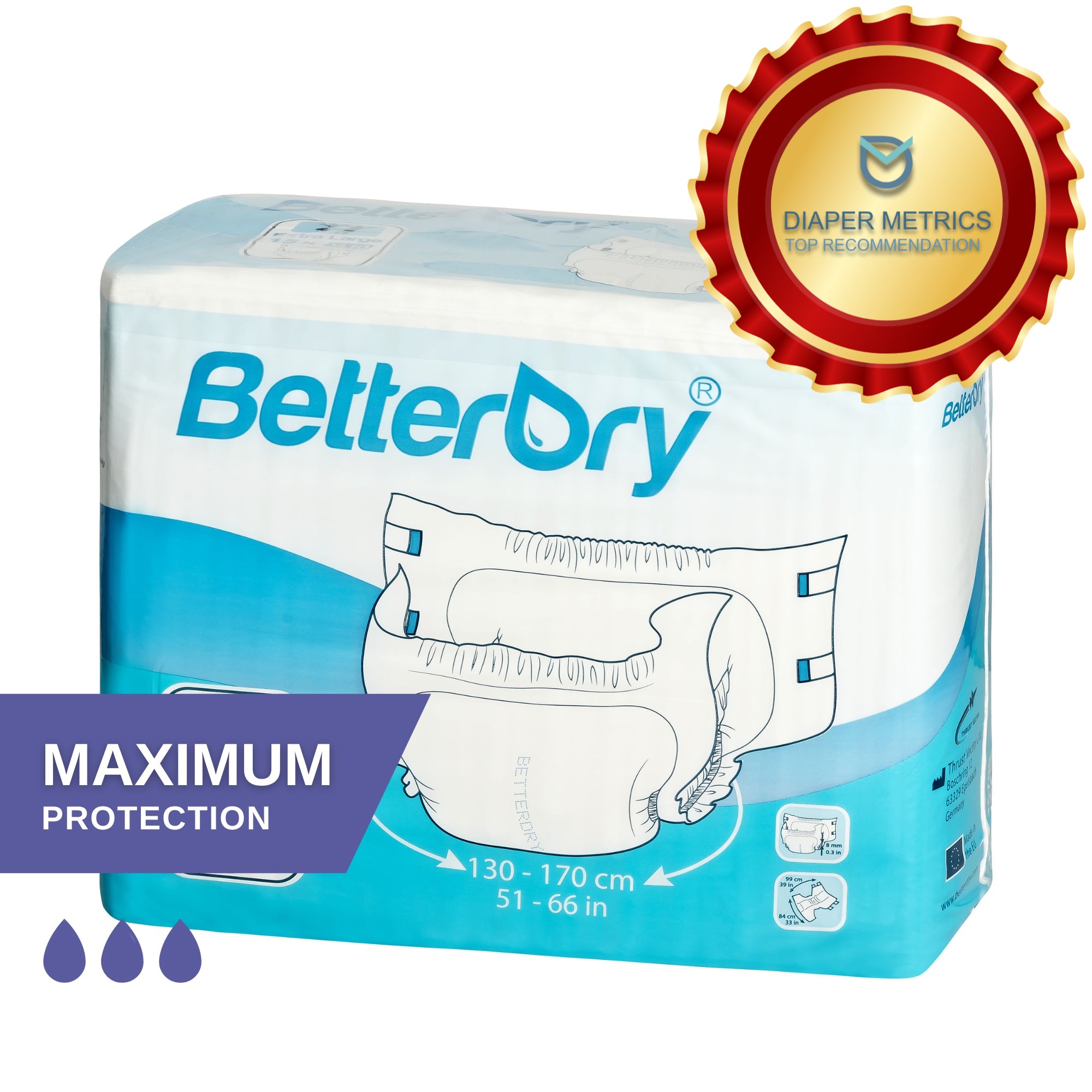 BetterDry-10 adult briefs are meant for maximum protection. They are designed for nightime use.