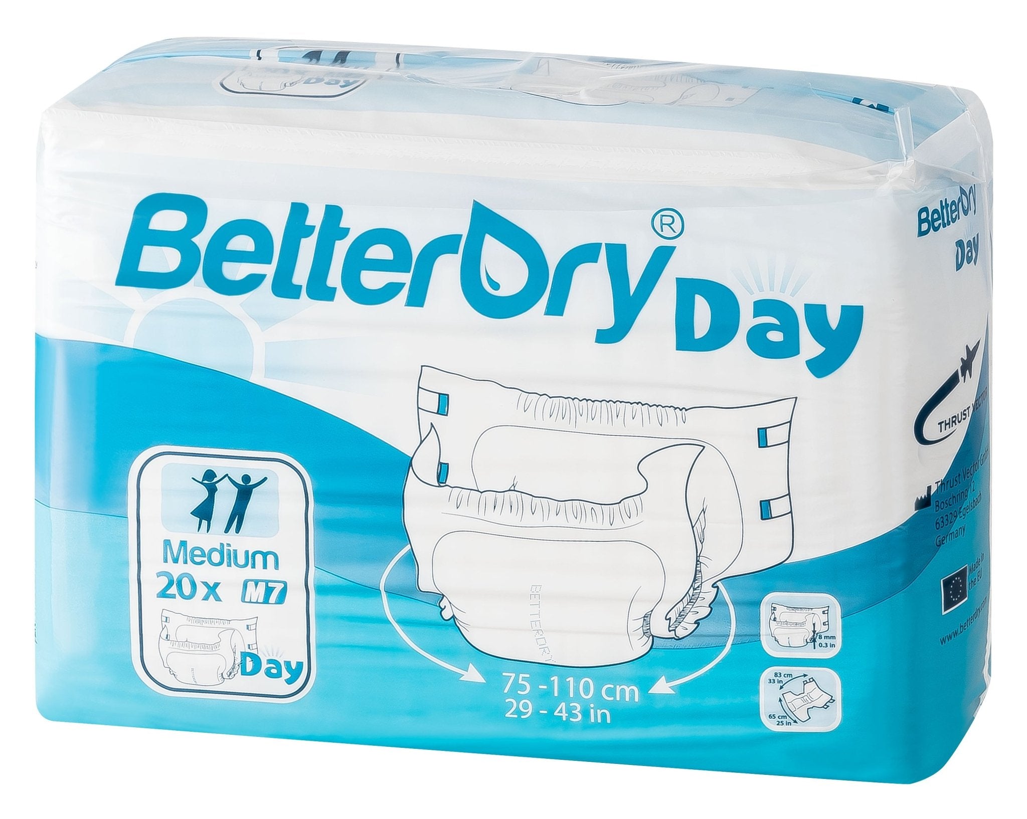 BetterDry-7 Day medium adult diapers are meant for medium protection. They are designed for regular daytime use.